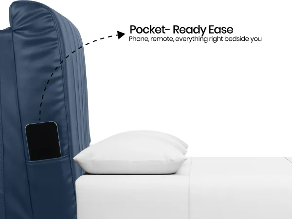 Regal Queen Bed with Navy Blue Leatherite